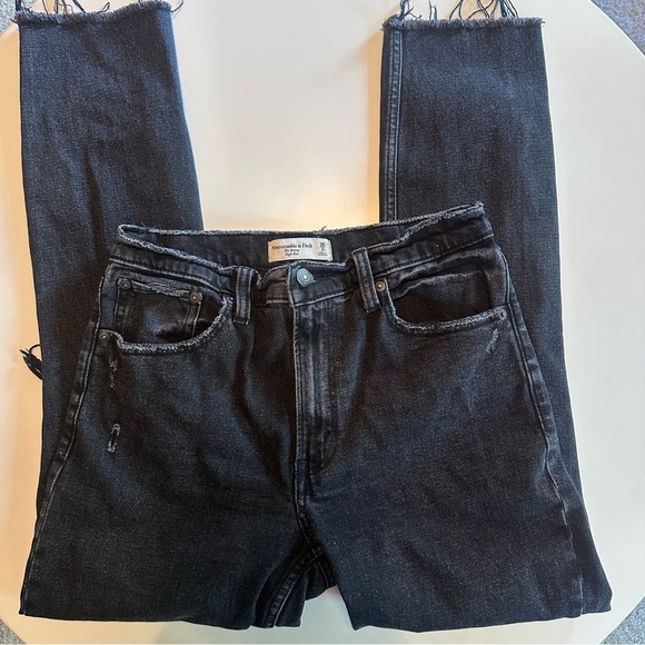 Abercrombie & Fitch High Rise skinny jeans 26 washed distressed black - Picture 4 of 5
